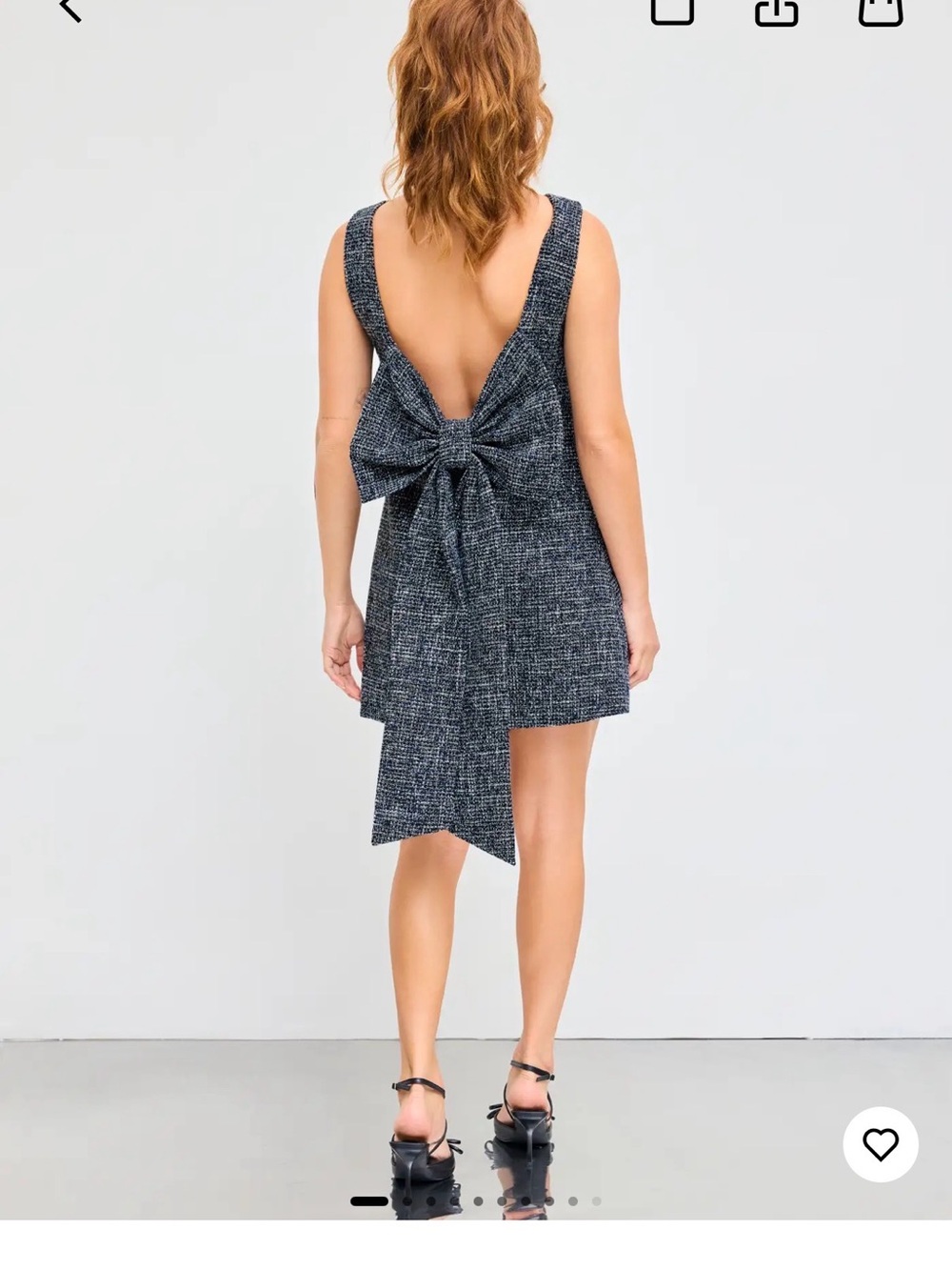 Cider Charcoal Open-Back Mini Dress with Bow